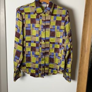 Vintage 100% silk long sleeve button down.